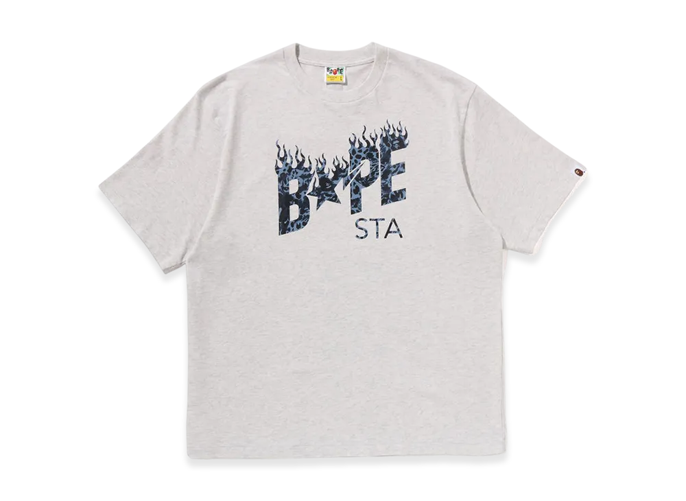 A BATHING APE Wild Leopard Pattern Bape Sta Logo Relaxed Fit Tee "Gray"