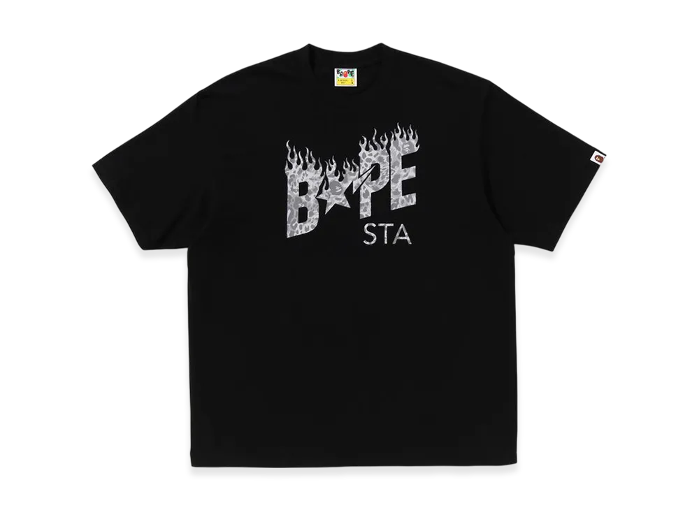 A BATHING APE Wild Leopard Pattern Bape Sta Logo Relaxed Fit Tee "Black"
