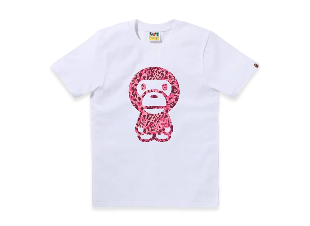 A BATHING APE Wild Leopard Pattern Big Baby Milo Tee "White"