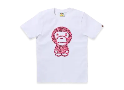A BATHING APE Wild Leopard Pattern Big Baby Milo Tee "White"