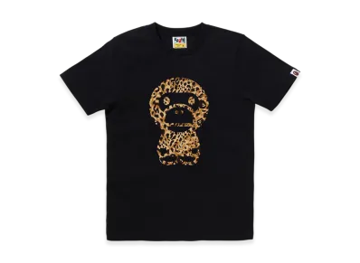 A BATHING APE Wild Leopard Pattern Big Baby Milo Tee "Black"
