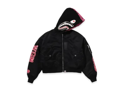 A BATHING APE Shark Hoodie Bomber Jacket "Black"