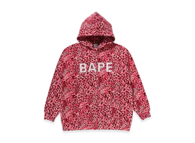 A BATHING APE Wild Leopard Pattern Crystal Bape Pullover Hoodie "Pink"