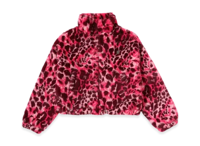 A BATHING APE Wild Leopard Pattern One Point Long Fur Jacket "Pink"