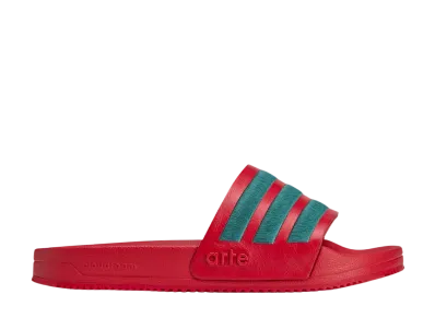 Arte Antwerp × adidas Adilette "Better Scarlet/Collegiate Green"