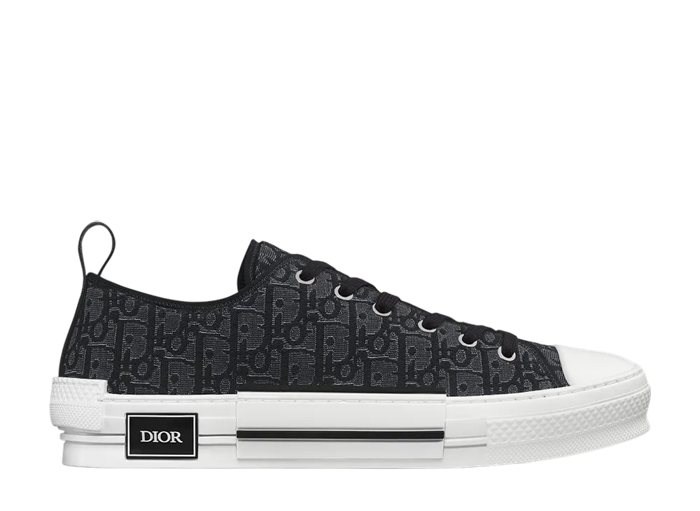 ディオール B23 リーグ ロートップスニーカー ディオール オブリーク ジャカード "メタリックブラック"