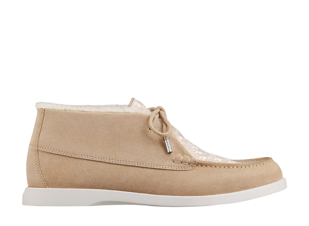Dior Granville Chukka Boot Suede Dior Oblique Jacquard Shearling "Beige"
