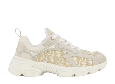 Dior Women's Vibe Sneaker Dior Oblique Embroidered Cotton Mesh Suede Calfskin "White/Grey"
