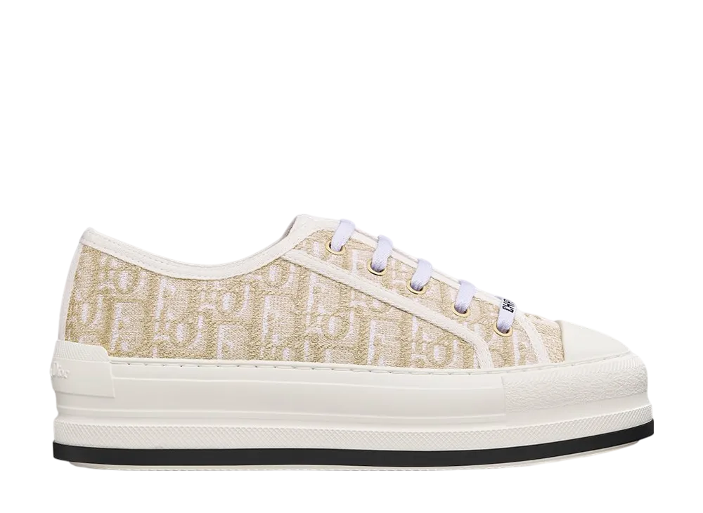Dior Women's Walk'n'Dior Platform Sneaker Dior Oblique Embroidered Cotton "White/Gold"