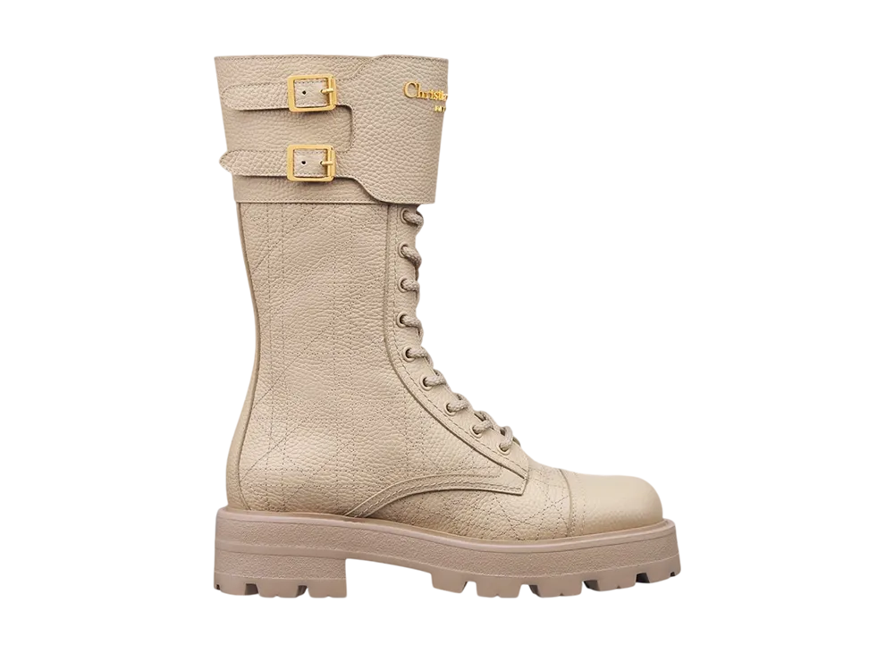 ディオール ウィメンズ D-トラップ ショートブーツ カナージュ グレインドカーフスキン "ベージュ"