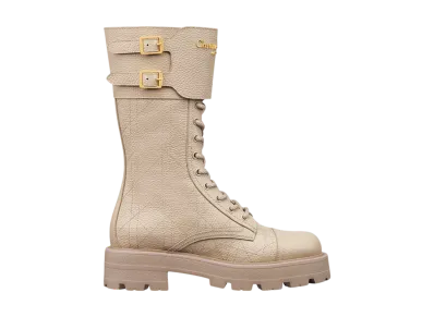 Dior Women's D-Trap Short Boots Cannage Grained Calfskin "Beige"