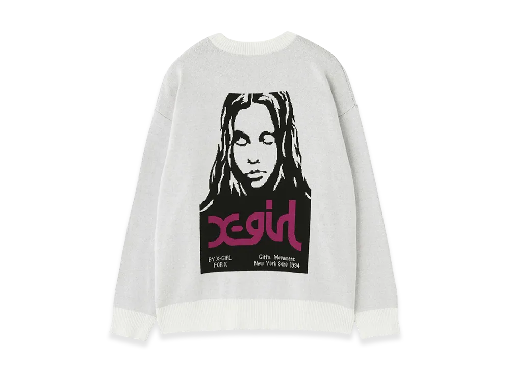 X-Girl Face Jacquard Knit Top "White"