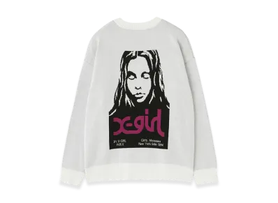 X-Girl Face Jacquard Knit Top "White"