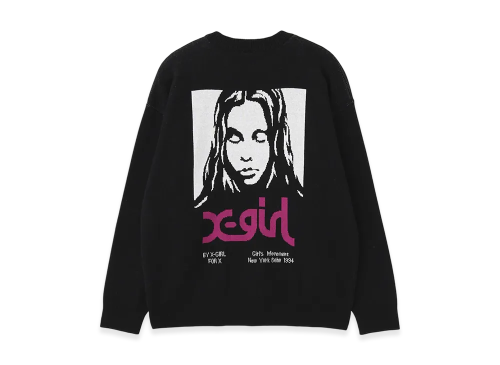 X-Girl Face Jacquard Knit Top "Black"