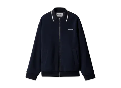 MIUMIU Women's Bonded Pique and Technical Jersey Blouson Jacket "Navy"