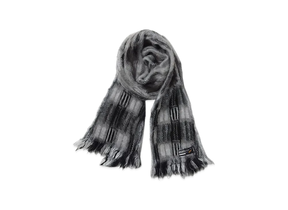 NEIGHBORHOOD Mohair Check Muffler "Black/Gray"
