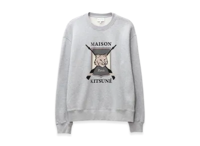 Maison Kitsune College Fox Print Comfort Sweatshirt "Light Gray Melange"