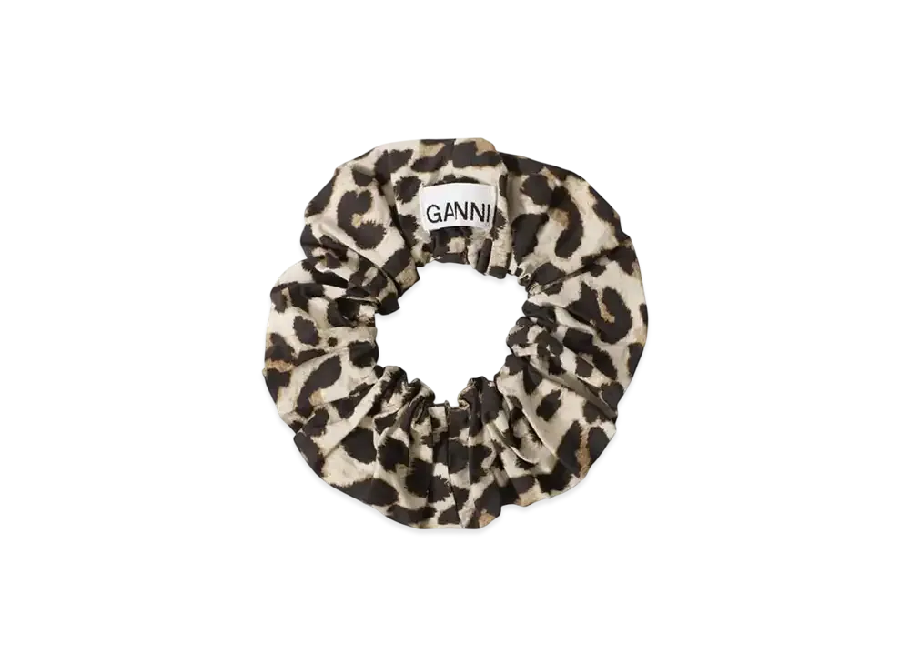 GANNI Printed Cotton Scrunchie "Leopard"
