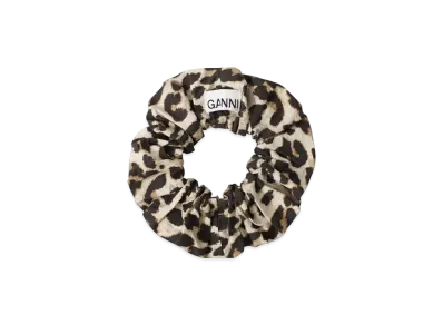 GANNI Printed Cotton Scrunchie "Leopard"