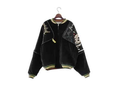 KAPITAL Velveteen Sham Rain Skull and Snake Bomber Jacket "Black"