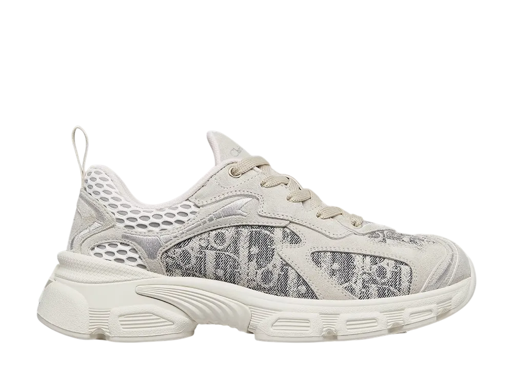 Dior Women's Vibe Sneaker Dior Oblique Lusenti Embroidered Cotton Mesh Suede Calfskin "Deep Gray"