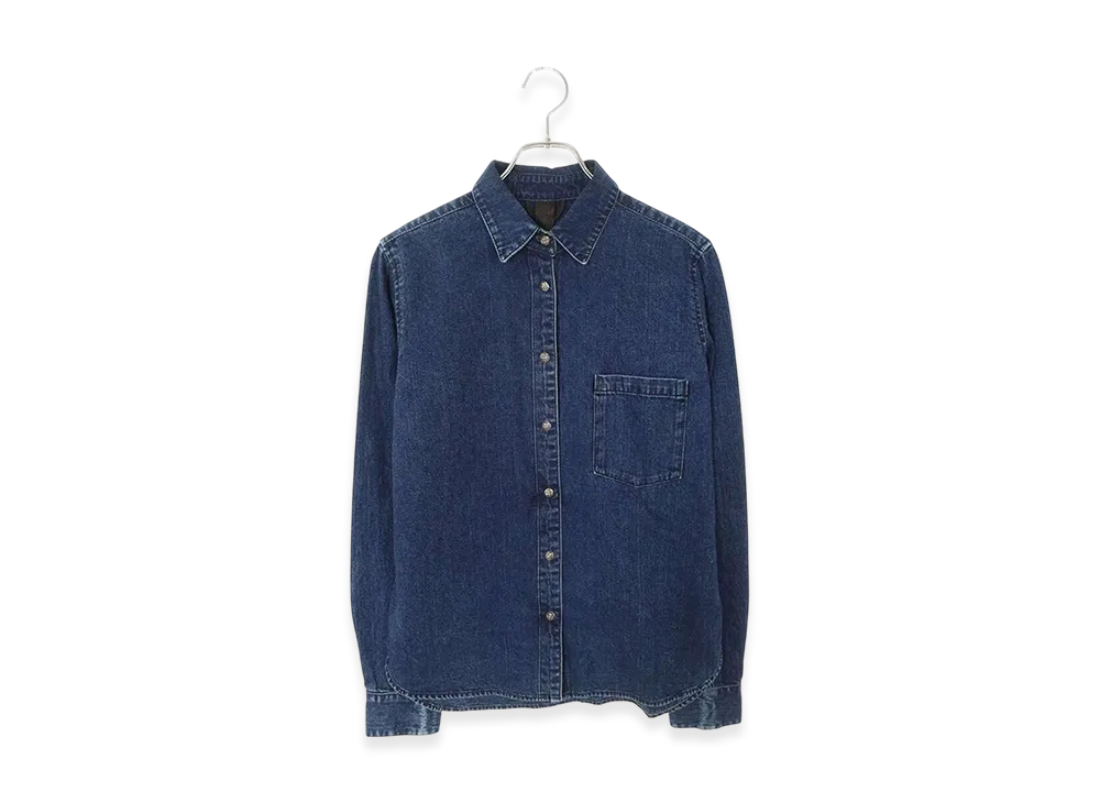 クロムハーツ ルーズエンド 袖クロスパッチ付き デニム L/Sシャツ "インディゴ/シルバー"