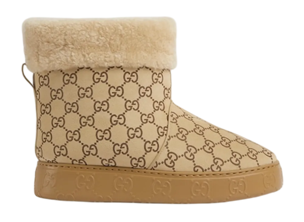 グッチ ウィメンズ メリノウール ライニング ブーツ "ブラウン GG スエード"