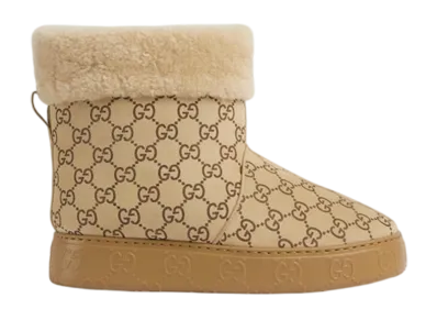 GUCCI Women's Merino Wool Lining Boot "Brown GG Suede"