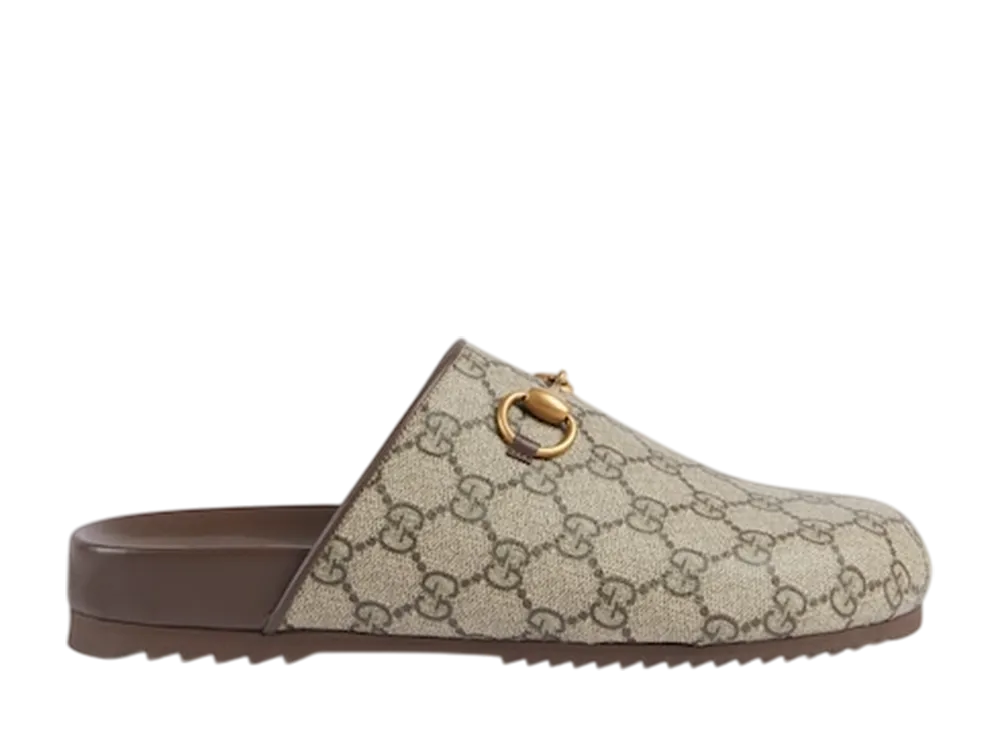 グッチ ウィメンズ GGスプリーム キャンバス ホースビット スリッパ "ベージュ/エボニー"
