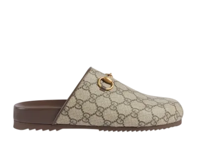 GUCCI Women's GG Supreme Canvas Horsebit Slipper "Beige/Ebony"