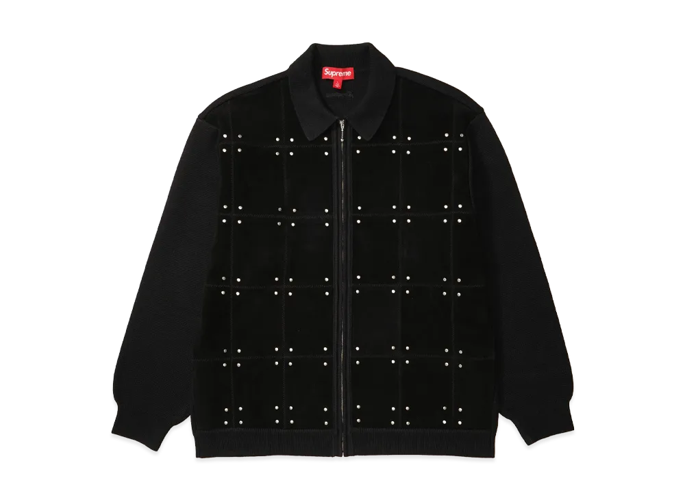 Supreme Studded Suede Zip Up Cardigan "Black"