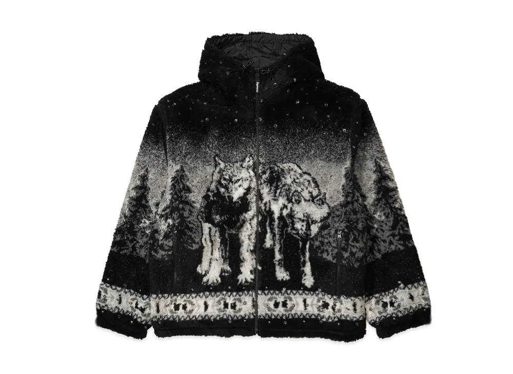 Supreme x B.B. Simon Reversible Hooded Fleece Jacket "Black"