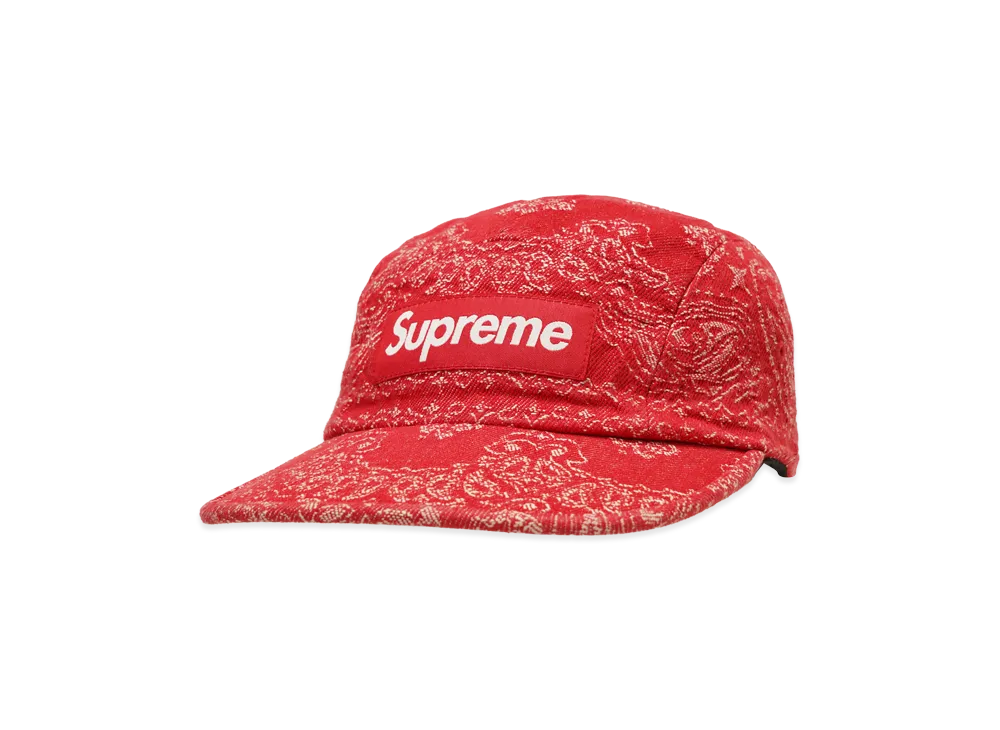シュプリーム バンダナ ジャカード デニム キャンプ キャップ "レッド" (25SS)