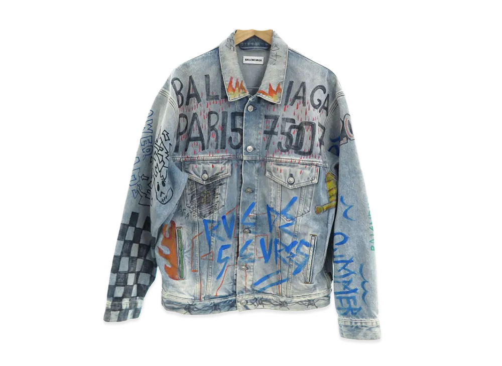 バレンシアガ グラフィティ デニム ジャケット 2019 "ライトインディゴ" 558824TXE084773