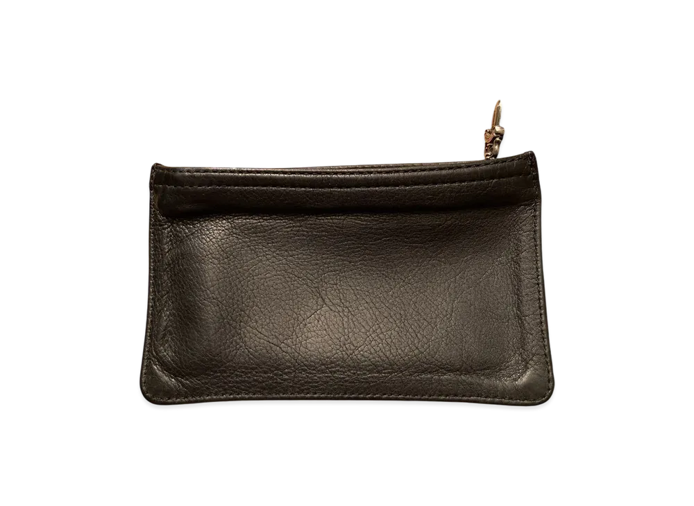 Chrome Hearts Leather Dagger Zip Change Purse Coin Case "Black"
