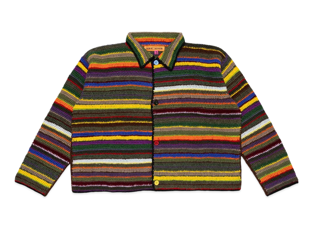 Cactus Plant Flea Market Crochet Knit Cardigan "Olivedrab"