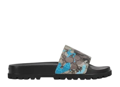 GUCCI Lug-Sole Slide Sandal "Blue/Light Blue"