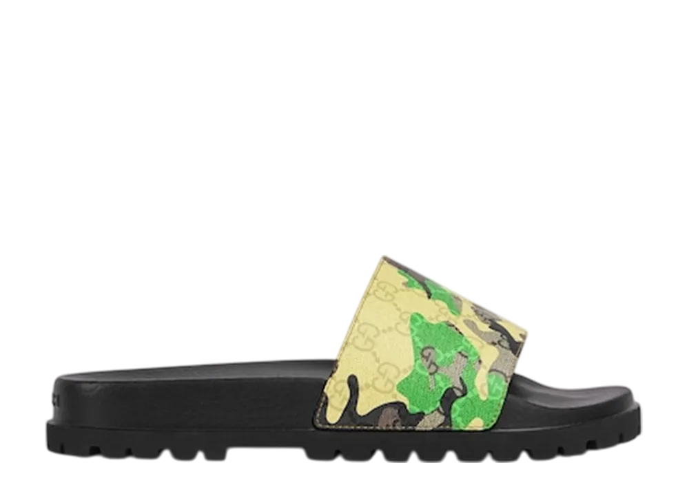 グッチ ラグソール スライドサンダル "グリーン/イエロー"