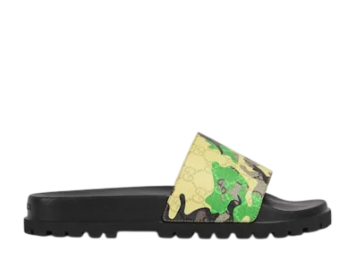 GUCCI Lug-Sole Slide Sandal "Green/Yellow"