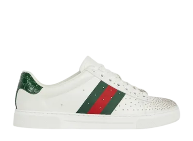 GUCCI Ace Web Stripe Studded Sneaker "Green/Yellow"