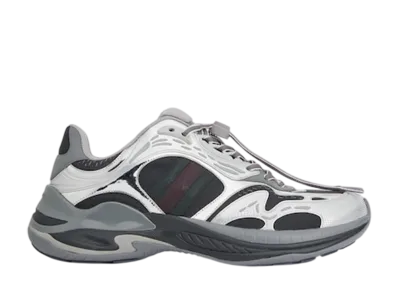 GUCCI Gucci 2.0 Sneaker "Silver Leather/Black Mesh"