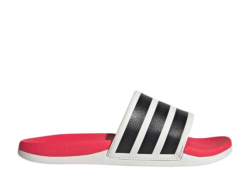 アディダス アディレッタ コンフォート2.0 スライド "クリスタルホワイト/コアブラック/ルシッドレッド"