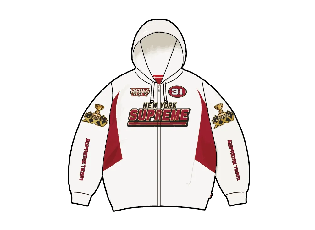 Supreme Football Zip Up Hooded Sweatshirt "White"