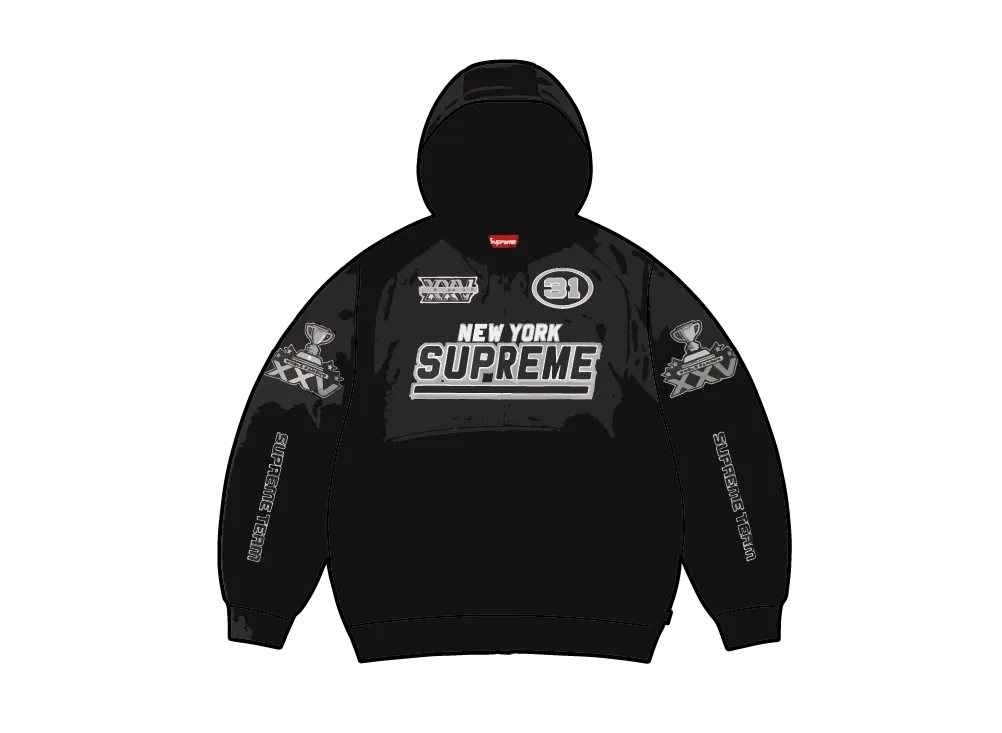 Supreme Football Zip Up Hooded Sweatshirt "Black"
