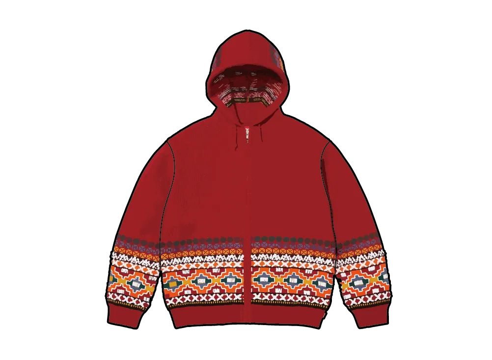 Supreme Beaded Zip Up Hooded Sweater "Red"