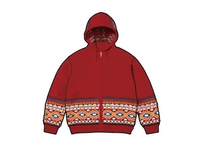 Supreme Beaded Zip Up Hooded Sweater "Red"