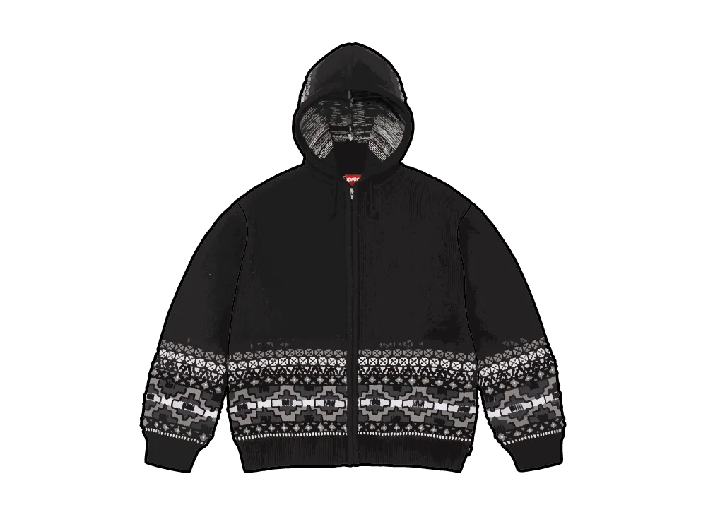 Supreme Beaded Zip Up Hooded Sweater "Black"