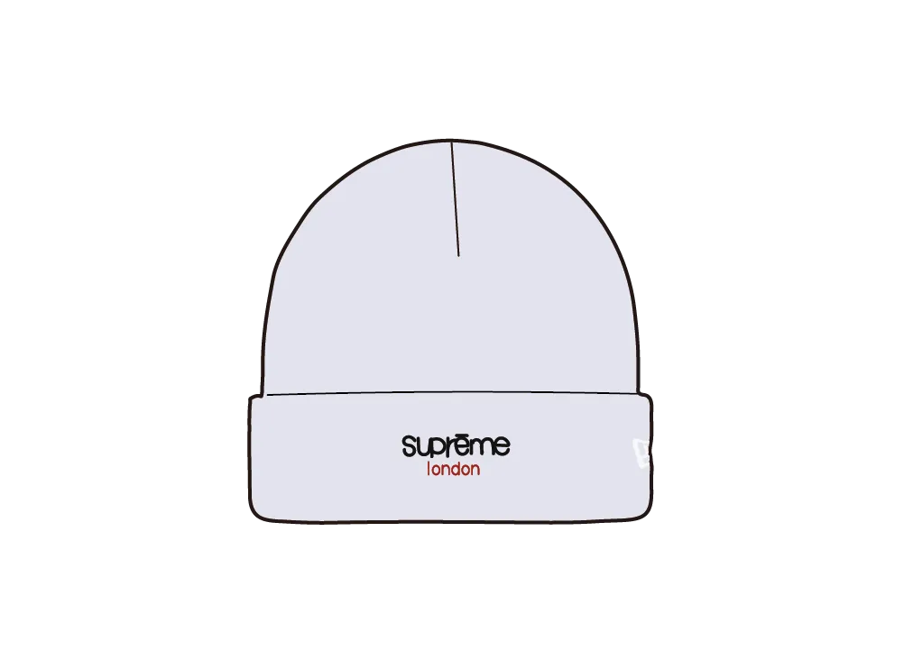 Supreme x New Era Classic Logo Shop Beanie (london) "Ash Grey"