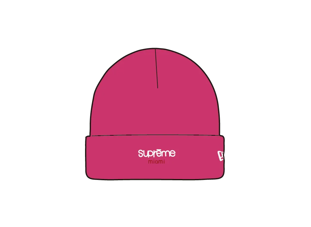 Supreme x New Era Classic Logo Shop Beanie (miami) "Pink"