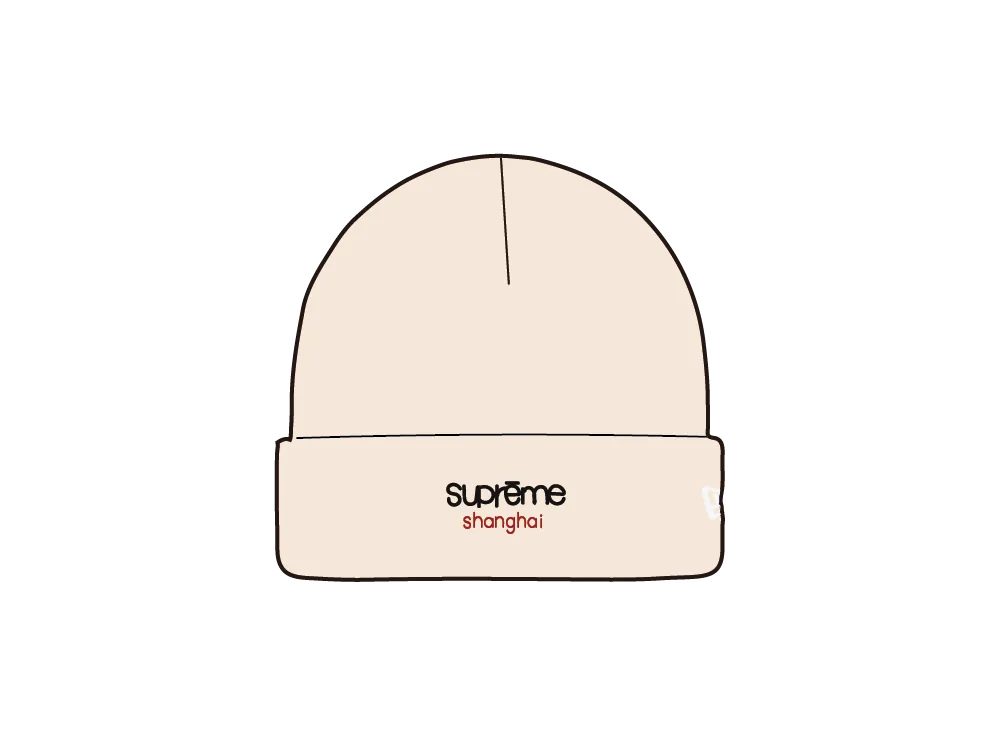 Supreme x New Era Classic Logo Shop Beanie (shanghai) "Natural"